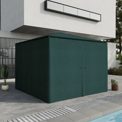 Outsunny 10' x 10' Universal Gazebo Sidewall Set with 4 Panels, Hooks/C-Rings Included for Pergolas & Cabanas, Slate Grey