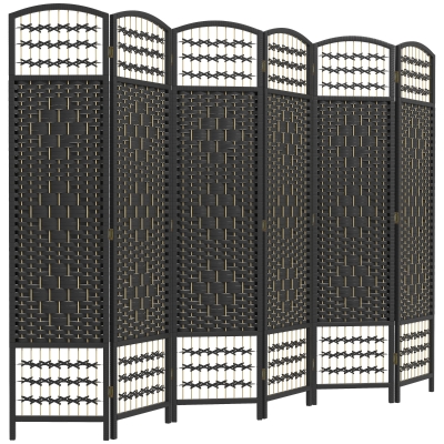 HOMCOM 6-Panel Folding Privacy Screen Room Divider, Black