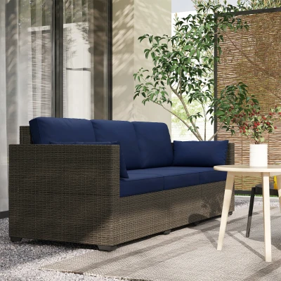 Rattan Sofa 78.7" x 28.7" x 28.3" Navy Blue