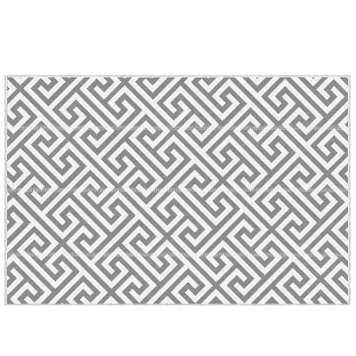 Outsunny Reversible Outdoor RV Rug, Patio Floor Mat, 5' x 8' Plastic Straw Rug for Backyard, Deck, Beach, Camping, Grey & White