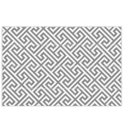 Outsunny Reversible Outdoor RV Rug, Patio Floor Mat, 5' x 8' Plastic Straw Rug for Backyard, Deck, Beach, Camping, Grey & White