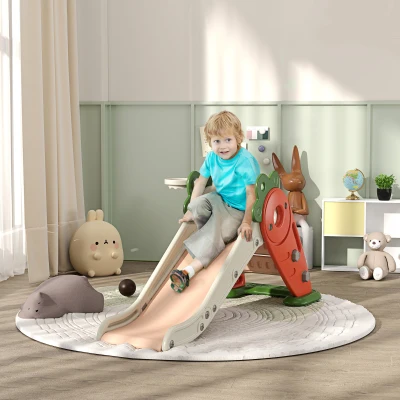 Qaba 3-in-1 Toddler Slide, Foldable Carrot Theme, Orange