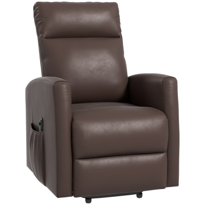 HOMCOM Power Lift Recliner Chair with Remote Control Side Pocket for Living Room Home Office Study Brown