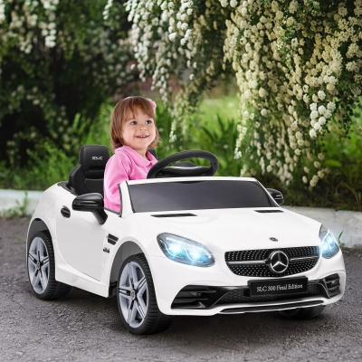 Aosom 12V Ride On Car with Parent Remote Control Two Motors Music Lights Suspension Wheels for 3-6 Years White