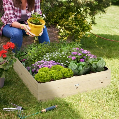 Outsunny 4' x 4' Wooden Raised Garden Bed Kit, Elevated Planter