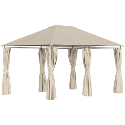 Outsunny 10' x 13' Outdoor Patio Gazebo, Steel Frame, Khaki