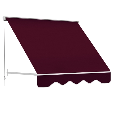 Outsunny 6' Retractable Window Awning, Aluminum, Wine Red