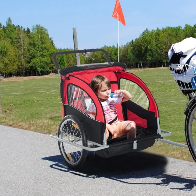 Aosom Elite Three-Wheel Bike Trailer for Kids, Red