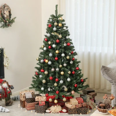 HOMCOM 6ft Artificial Christmas Tree, 1000 Branch Tips, Green
