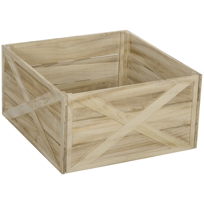 HOMCOM 28" Wooden Christmas Tree Collar Box, Light Distressed Finish