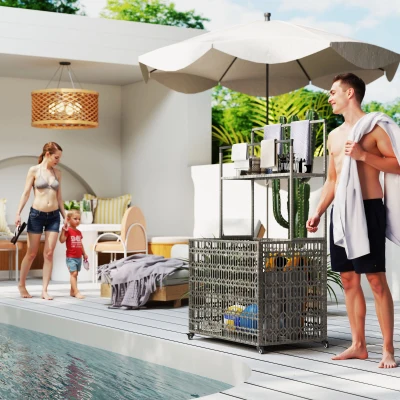 Pool Float Storage Organizer 34.6" W x 22.8" D x 59.4" H Mixed-Gray
