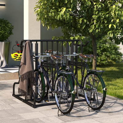 Soozier All-Steel Bike Rack, 35" Bike Stand, 4-Bike Capacity, Dual-Side, for Garages Streets Yards Schools