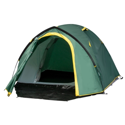 Outsunny 3-Person Camping Tent, Yellow with Vestibule & Rain Cover