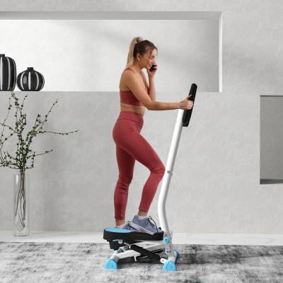 Soozier Twist Stepper Exercise Machine with Adjustable Resistance, LCD Screen - White & Blue