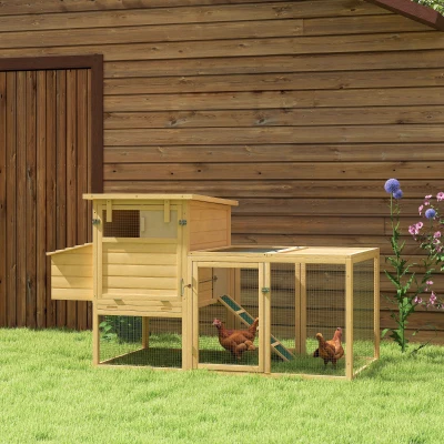 Chicken Coop 74.8" L x 31.9" W x 40.6" H Natural Wood