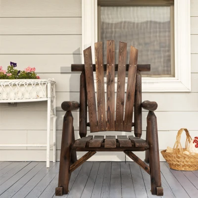 Outsunny Adirondack Rocking Chair, Rustic Wooden Patio Chair