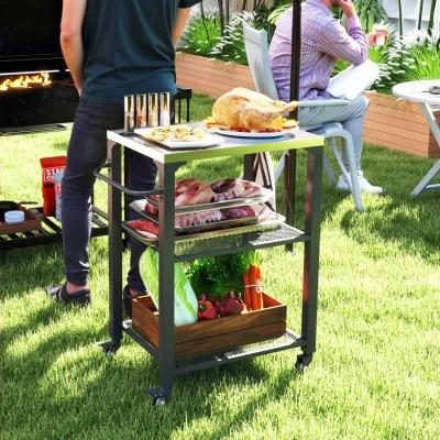 Grill Cart 25.8" W x 16.1" D x 31.1" H Silver