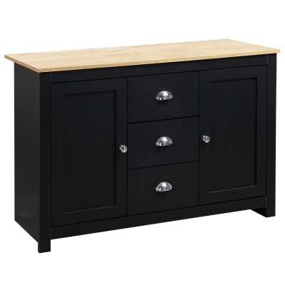 HOMCOM Black Kitchen Sideboard, Buffet Cabinet with Drawers