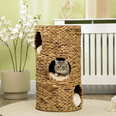 PawHut Elevated Cat Bed with 3 Hideaways & Plush Cushions