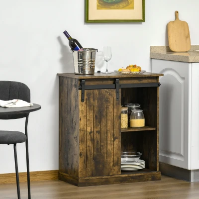 HOMCOM Industrial Wine Cabinet, Brown Sideboard with 6-Bottle Rack