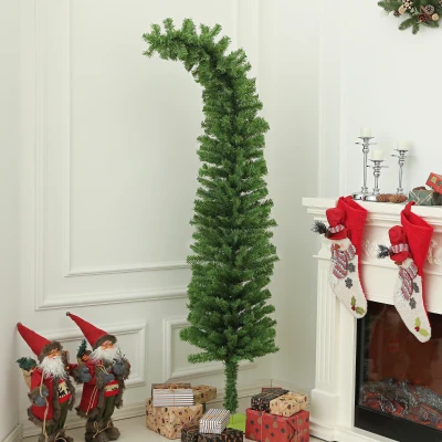 HOMCOM 6ft Bendable Pencil Christmas Tree with Metal Base, Green