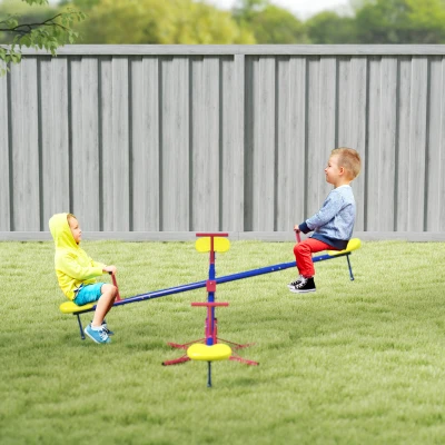 Outsunny Kids Swivel Seesaw, 4-Seater Outdoor Playground