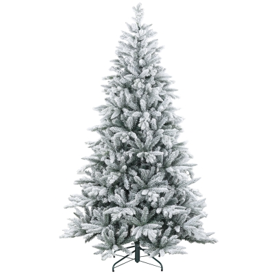 HOMCOM 7ft Flocked Artificial Christmas Tree with Snow Tips, Hinged