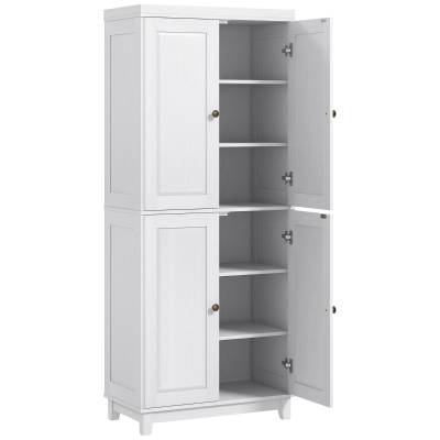 HOMCOM 72.5" Kitchen Pantry Cabinet with Adjustable Shelves, White