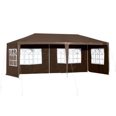 Outsunny 18.7' x 9.4' Party Tent, Portable Folding Wedding Tent, Garden Canopy Event Shelter, Outdoor Sunshade with 4 Removable Sidewalls, Coffee