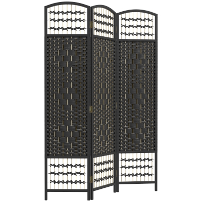 HOMCOM 3-Panel Folding Privacy Screen Room Divider, Black