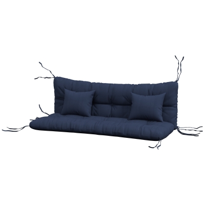 Outsunny 4-Piece Back and Seat Cushion Pillows Replacement and Pillows, Patio Chair Cushions Set with Ties, Navy Blue