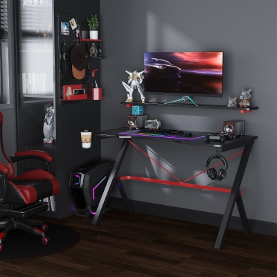 Gaming Desk 47.25" x 23.5" x 38.25" Black
