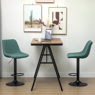 HOMCOM Adjustable Barstools Set of 2, Swivel Bar Stools with Back and Footrest for Kitchen Island Counter, Green