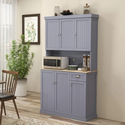HOMCOM 71" Modern Farmhouse Kitchen Pantry Cabinet, Gray