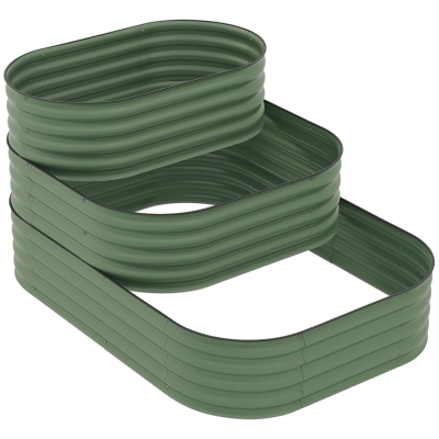 Outsunny 3-Tier Raised Garden Bed Set, Open Bottom, Green