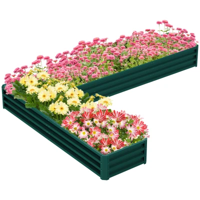 Outsunny Galvanized Raised Garden Bed Steel Planter Box w/ Rods for Vegetables Flowers Herbs, 82" x 109" x 12", Green