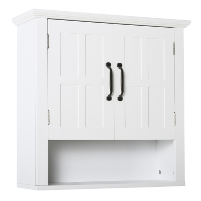 HOMCOM Bathroom Wall Cabinet, Medicine Cabinet, Kitchen Cupboard with 2 Doors and Adjustable Shelf, White