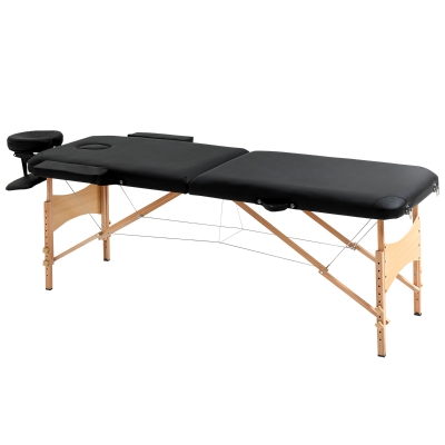 HOMCOM 83 Inch Portable Folding Massage Table, Height Adjustable Professional Salon Spa Facial Couch Bed with Free Carrying Case, Headrest, Armrests, Black