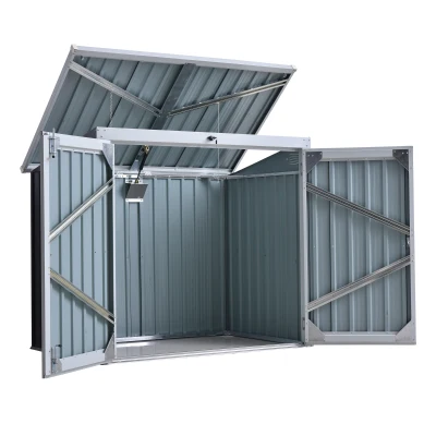 Outsunny 5ft x 3ft Outdoor Garbage Bin Storage Shed with Lockable Doors and Lid, Outside Storage Shed for Trash Can, Black