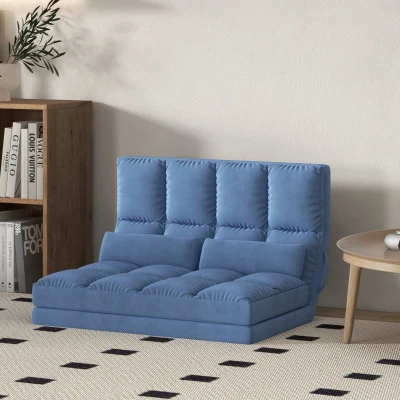 HOMCOM Convertible Recliner Sofa Chair with Adjustable Backrest, Blue