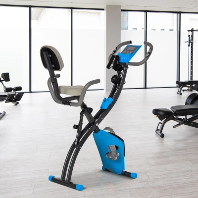 Soozier 3-in-1 Folding Exercise Bike, Adjustable Seat, Blue