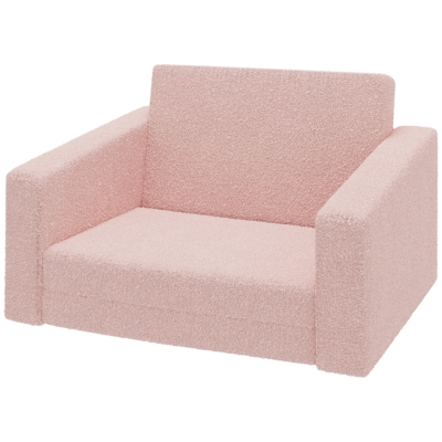 Qaba 2-in-1 Kids Fold-Out Chair Sofa Lounger, Pink