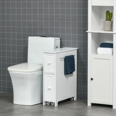 Kleankin Slim Bathroom Cabinet, Freestanding Storage, White