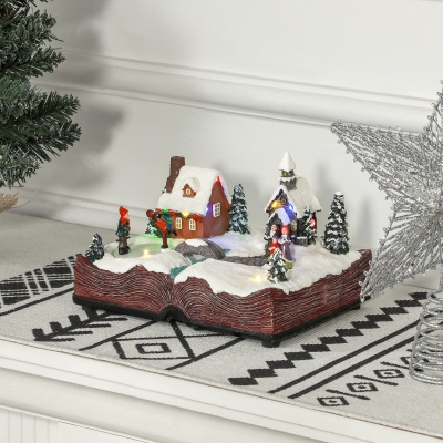 HOMCOM Christmas Village with LED Lights & Rotating Skaters