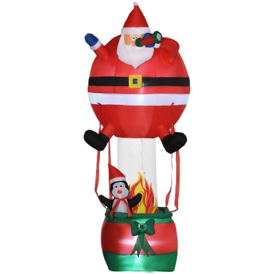 Outsunny 8ft Santa Claus Hot Air Balloon Inflatable Decoration