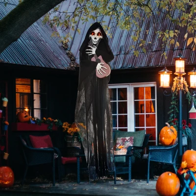 HOMCOM Animatronic Guitar-Playing Grim Reaper Decoration