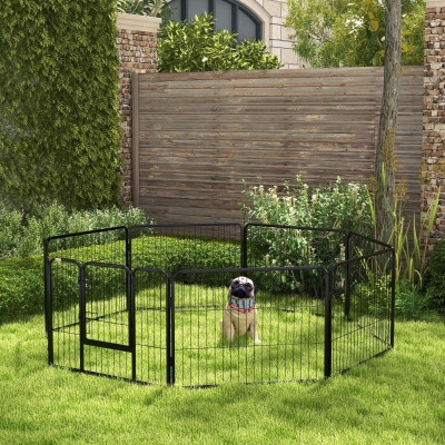 PawHut 8 Panel Heavy Duty Dog Playpen 23.5" Height for Small Medium Dogs