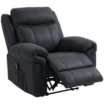 HOMCOM Manual Recliner Chair with Vibration Massage, Side Pockets, Microfibre Reclining Chair for Living Room, Black