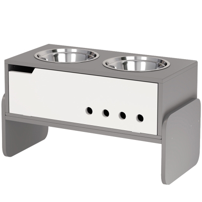 Elevated Dog Bowls 24.6" W x 11.8" D x 14.4" H Gray