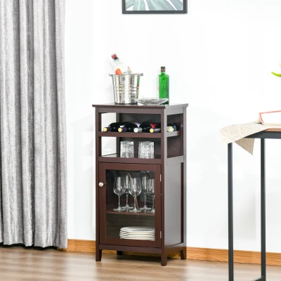 HOMCOM Wine Cabinet with 4-Bottle Rack, Adjustable Shelf, Espresso